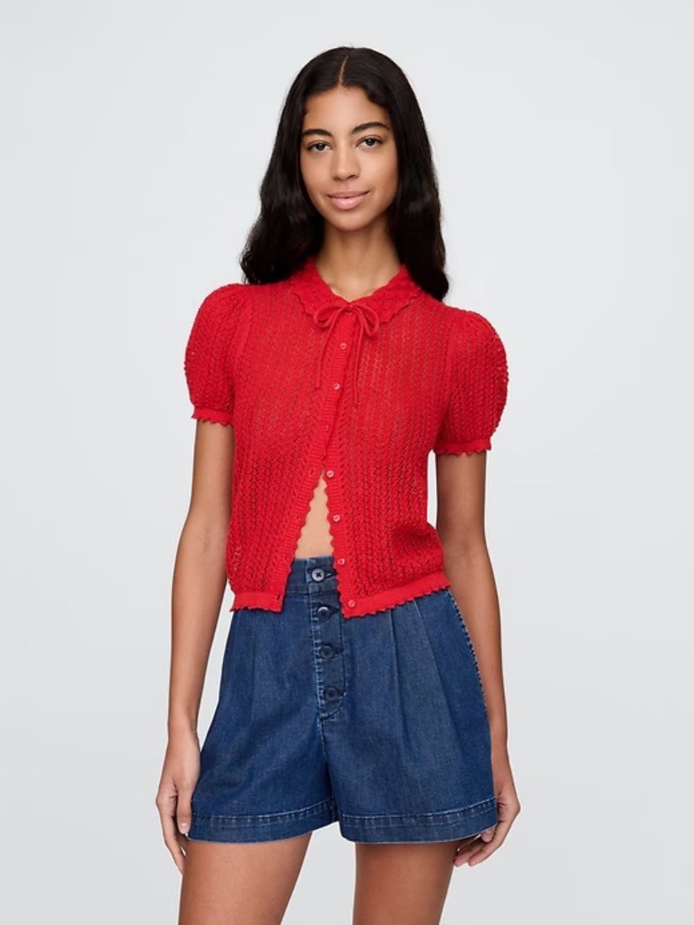 Gap x DOEN Red Short Sleeve Cardigan NWOT
